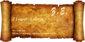 Zinger Edina névjegykártya